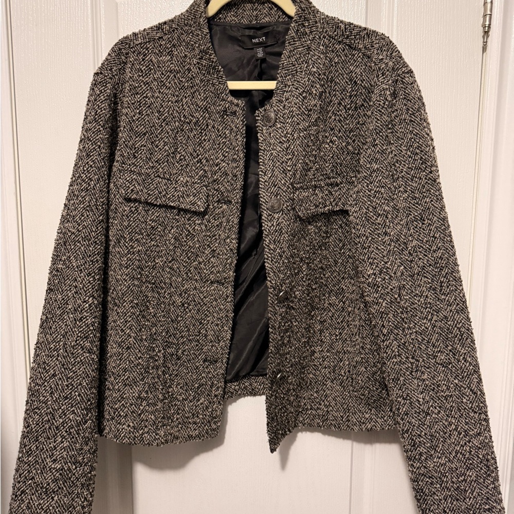 Next Direct Black and White Tweed Blazer